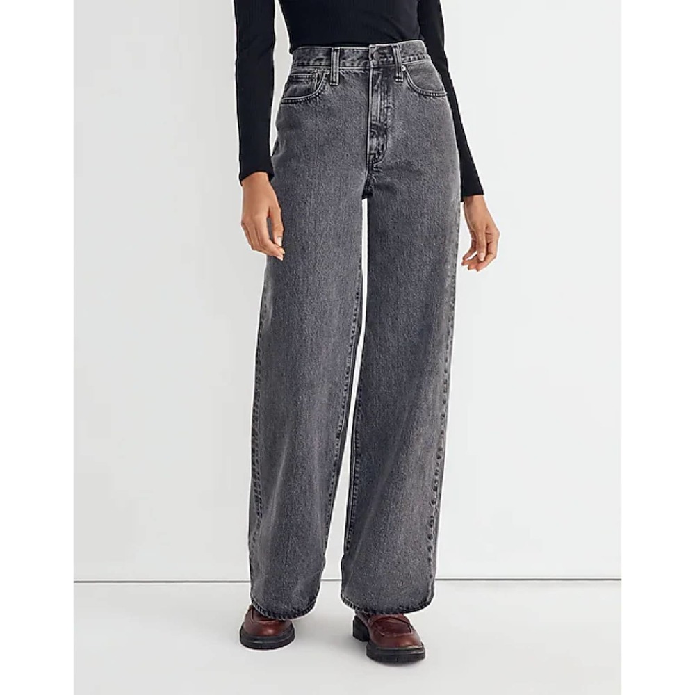 NWT Madewell Super Wide Leg Jeans in Mooreland Wash Black High Rise 29